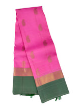 Neon Pink Kanjivaram Saree with Pine Green Border
